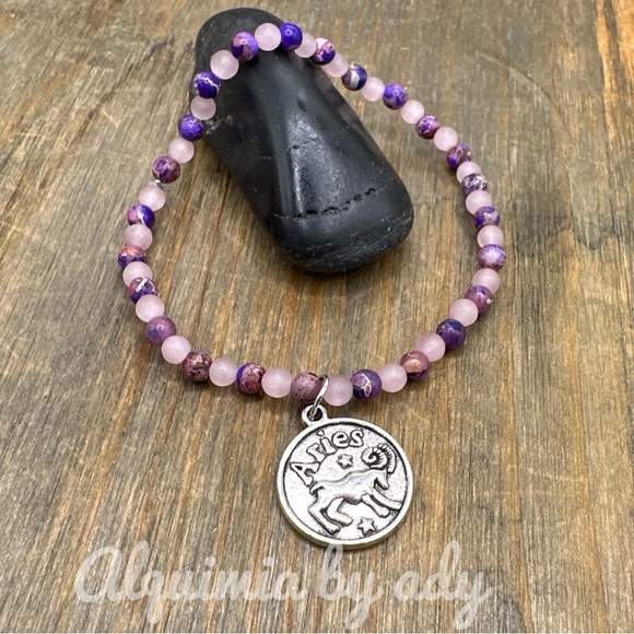 Alquimia Purple Beaded Bracelet with Silver Pendant - Picture 1 of 2